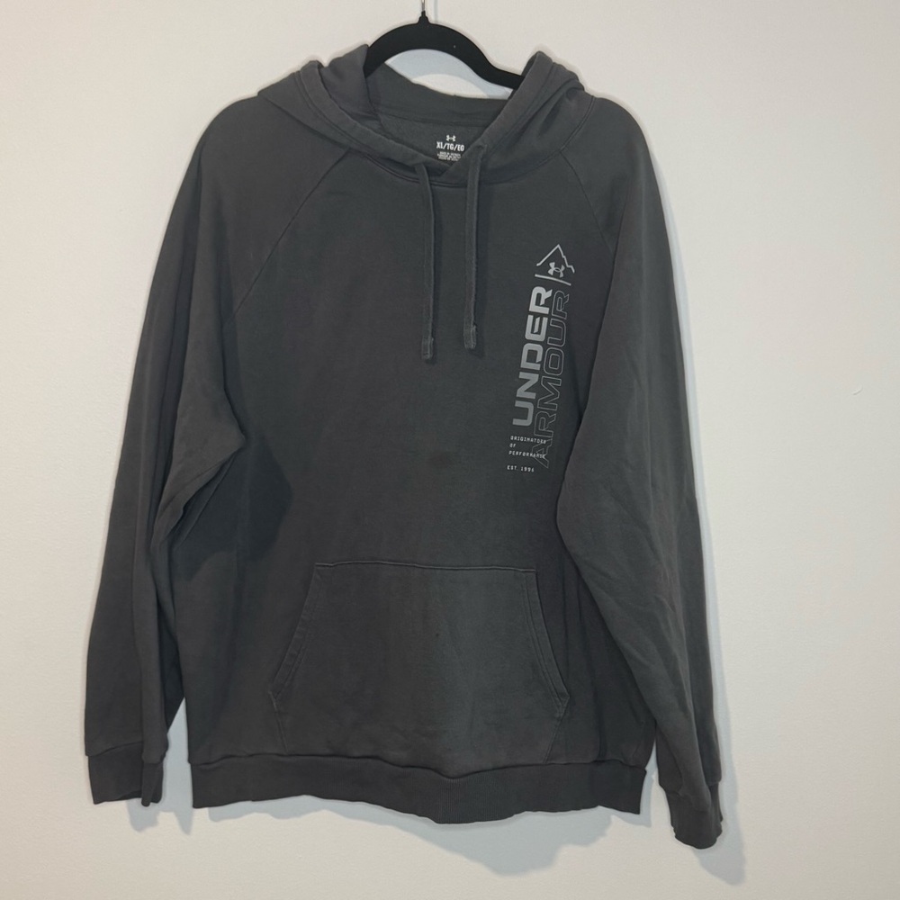 Under Armour Men’s Pullover Hoodie XL | Gray Fleece Sweatshirt Logo